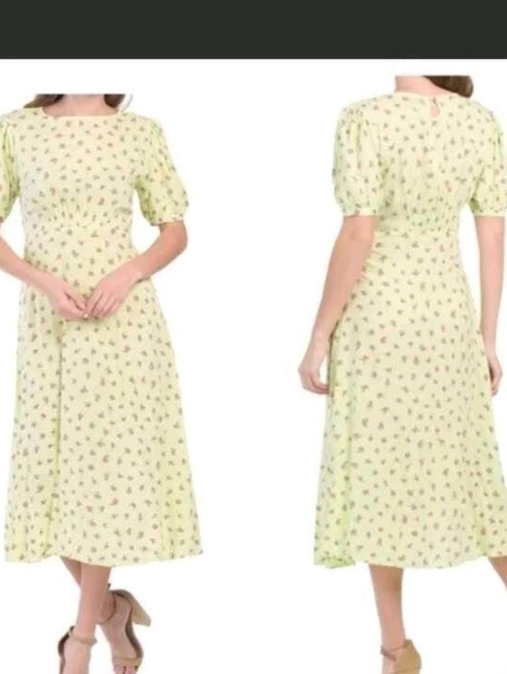 Faithfull The Brand Neon Green Floral Short Sleeve Maxi Dress - Small